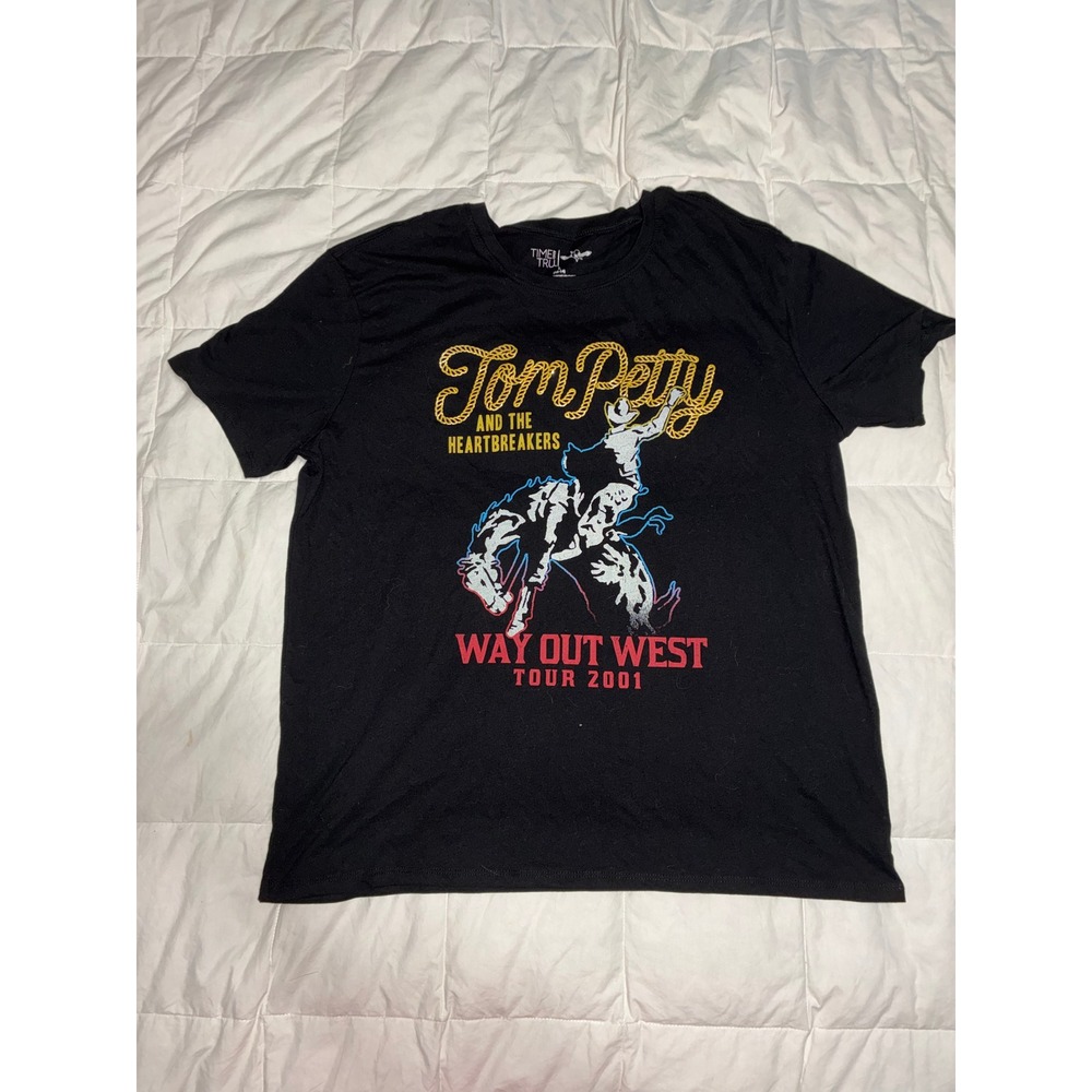 Time and Tru Tom Petty Way Out West Tour 2001 Graphic Tee Black Large 12-14
